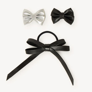 Lot de 2 barrettes nœud et 1 élastique pour fille 