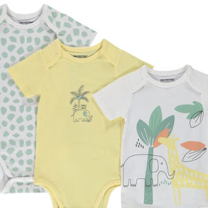Σετ από 3 φανταχτερά κορμάκια με κοντά μανίκια για αγόρι - διαφορετικά ανοίγματα ανάλογα με την ηλικία 