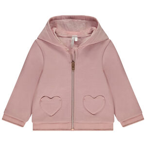 Ζακέτα μακρυμάνικη από φούτερ με τσέπες καρδιά για μωρό κορίτσι 