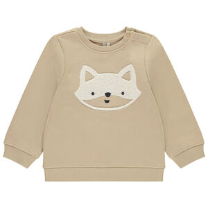 Φούτερ μακρυμάνικο με κέντημα και εφέ βουρτσιστού για μωρό αγόρι 