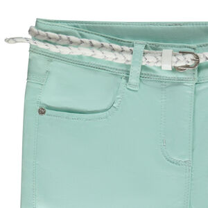 Παντελόνι pantacourt μονόχρωμο με πλεκτή ζώνη για κορίτσι 