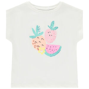 Κοντομάνικο μπλουζάκι jersey με φαντεζί τύπωμα και παγιέτες για κορίτσι 