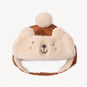 Chapka ludique ourson bi-matière pour bébé garçon  Main Chapka ludique ourson bi-matière pour bébé garçon