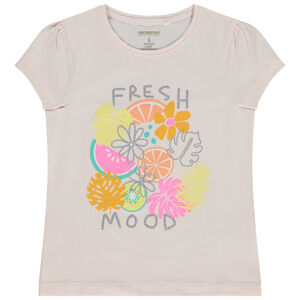 Κοντομάνικο T-shirt με φαντεζί σχέδιο για κορίτσι 