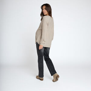 Πλεκτό πουλόβερ με μακριά μανίκια και σχέδιο κοτσίδα μονόχρωμο 