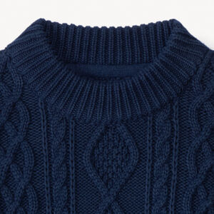 Πλεκτό πουλόβερ μονόχρωμο με εφέ σπείρας και πολύχρωμο περίγραμμα για αγόρι 