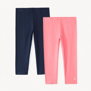 Σετ από 2 κοντά κολάν μονόχρωμα με τύπωμα λογότυπου για κορίτσι 