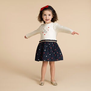 Φόρεμα bi-matière 2 σε 1 με λουλούδια για bebe κορίτσι 