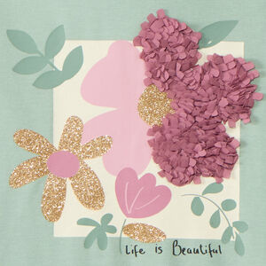 Πλεκτό μπλουζάκι με ψηλό λαιμό και λουλούδι με 3D εφέ πέταλα για κορίτσι 