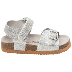 Σανδάλια με βέλκρο ασημένια και γκλίτερ για bebe κορίτσι 
