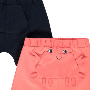 Σετ από 2 βερμούδες από βιολογικό βαμβάκι με ανάγλυφες λεπτομέρειες 