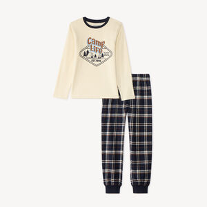 Pyjama 2 pièces garçon en flanelle à carreaux 