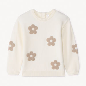 Πλεκτός πουλόβερ με τρισδιάστατα λουλούδια για κορίτσι μωρού 