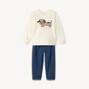 Ensemble jogging molleton motif chien pour bébé garçon  Main Ensemble jogging molleton motif chien pour bébé garçon