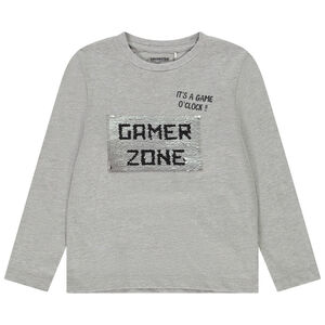 T-shirt μακρυμάνικο από jersey με μαγικά στρας αγόρι 