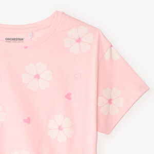 T-shirt κοντομάνικο με σχέδιο φαντασίας για κορίτσι. 