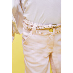 Παντελόνι large denim με ζώνη effet tressé για κορίτσι 