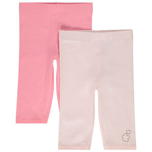 Σετ από 2 κολάν μονόχρωμα με print glitter λουλούδια για bebe κορίτσι 