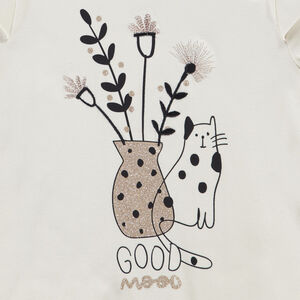 T-shirt manches longues en jersey print chat pour fille 