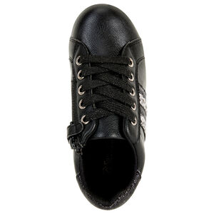 Αθλητικά παπούτσια μαύρα δερματίνη με glitter για κορίτσι 