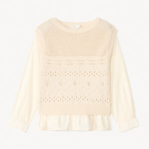 Pull 2 en 1 chemise + pull sans manches pour fille  