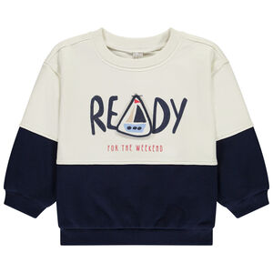 Sweat molleton oversize bicolore à flap voilier pour bébé garçon 