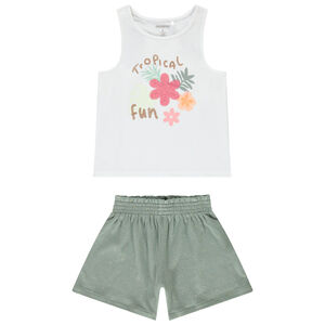 Σετ 2 τμχ. με αμάνικο μπλουζάκι με τροπικό σχέδιο για κορίτσι 