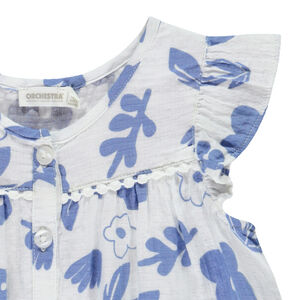 Πουκάμισο λουλουδάτο με γαζί pompon για κορίτσι 