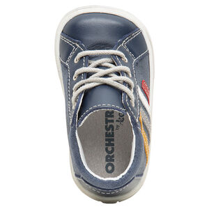 Δερμάτινα μποτάκια με κορδόνια και εφαρμοσμένες αντίθετες ρίγες 