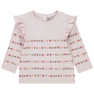 Φανταστική ριγέ πλεκτή μπλούζα με βολάν για μωρό κορίτσι 