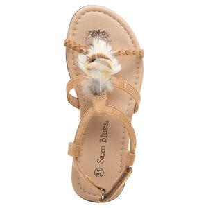 Σανδάλια από σουέντ με πούλιες και πλεκτή λωρίδα για κορίτσι 