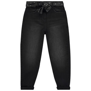 Τζιν από denim σε γραμμή mom fit με ζώνη φουλάρια για κορίτσι 