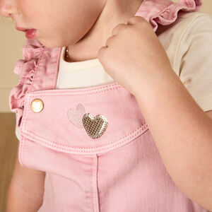 Φόρεμα σαλόπετα από τζιν με βολάν + κέντημα και παγιέτες για κορίτσι μωρό 