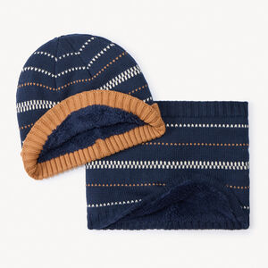Σετ σκούφος και snood πλεκτό jacquard για αγόρι 