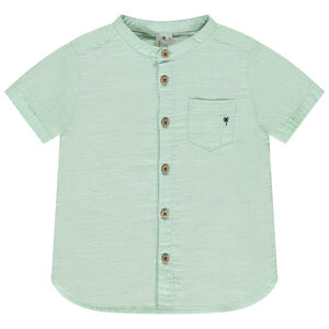 Πουκάμισο κοντομάνικο μονόχρωμο με γιακά Mao για μωρό αγόρι 