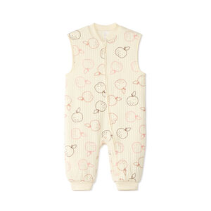 Surpyjama en double jersey matelassé imprimé pommes à manches amovibles 