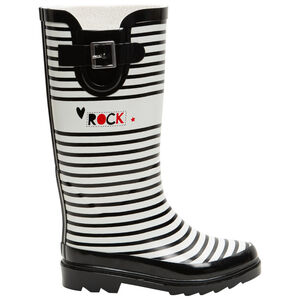 Γαλότσες από καουτσούκ με ρίγες και αγκράφα με διακοσμητικό σχέδιο, σε νούμερα από 28 έως 38 