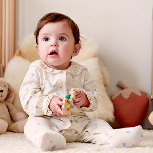 Βαμβακερός υπνόσακος με εκτύπωση μύρτιλλων και κεντητό γιακά για κορίτσι μωρού 