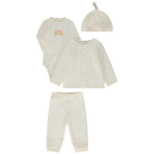 Ensemble 4 pièces imprimé pois multicolores pour bébé 