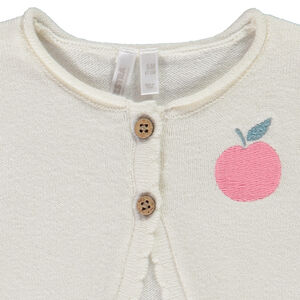 Ζακέτα πλεκτή με κέντημα μήλο για bebe κορίτσι 