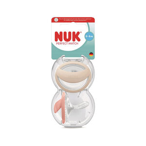 Πιπίλες Σιλικόνης 2τμχ Perfect Match Air Με Θήκη 0-6m Beige/Rouge Nuk 