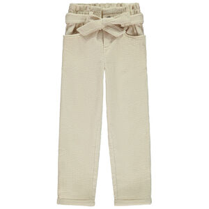 Παντελόνι slim βελουτέ με ζώνη για κορίτσι 