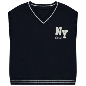 Αμάνικο πουλόβερ με patches από βελουτέ NY για κορίτσι  Main Αμάνικο πουλόβερ με patches από βελουτέ NY για κορίτσι