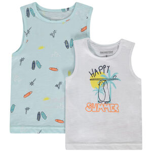 Σετ από 2 αμάνικα μπλουζάκια φαντεζί σε jersey slub για bebe αγόρι 