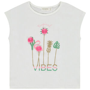 Αμάνικο T-shirt σε σχήμα κουτιού με φαντεζί σχέδιο για κορίτσι 