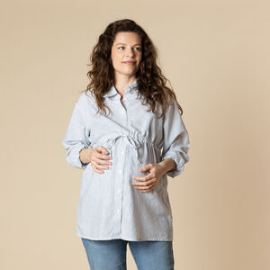 Μακρυμάνικη μπλούζα εγκυμοσύνης και θηλασμού με ρίγες και κορδόνι 