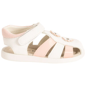 Σανδάλια velcro δίχρωμα με λουλούδια για bebe κορίτσι 