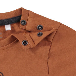 Μπλουζάκι μακρυμάνικο σε στυλ colorblock με φαντεζί σχέδιο για bebe αγόρι 