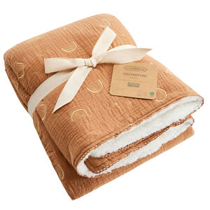 Διπλής όψης κουβέρτα 100 x 100 cm Douce Hirondelle camel 