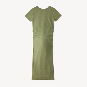 Robe longue manches courtes en maille côtelée pour femme enceinte 